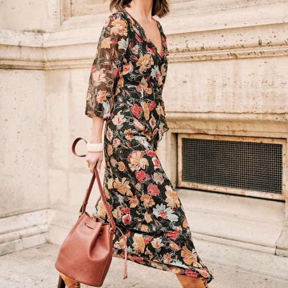 Sezane Adele Midi dress with long sleeves - Picture 1 of 13